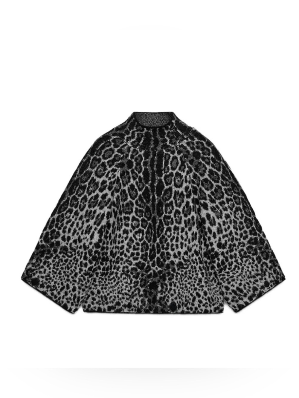 Zara Leopard-Print Cropped Sweater - Black & Gray